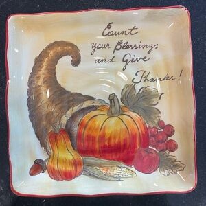 Thanksgiving Plate,  Autumn Colors, Ceramic, Great for Gifts, Entertaining